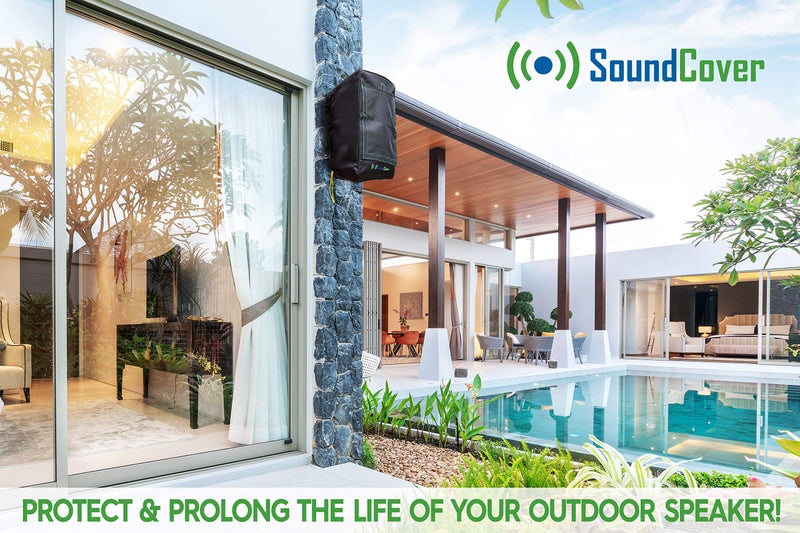SoundCover غطاء مكبر صوت خارجي مقاوم للماء 600D باللون الأسود - يناسب مكبرات الصوت المثبتة على حامل C - يناسب Yamaha NS-AW194 و Polk Audio Atrium 4 (الأبعاد القصوى: الارتفاع 9.85" × العرض 5.9" × العمق 6.9") - Image 5